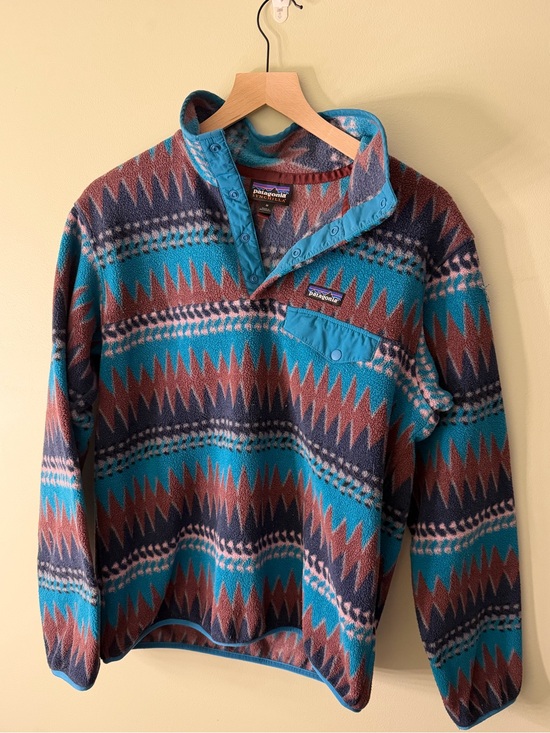 Patagonia Jackets & Blazers - Patagonia Fleece Pullover - Teal, Rust & Navy Geometric